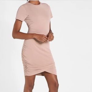 Express silky sueded jersey ruched t-shirt dress XS color rose
